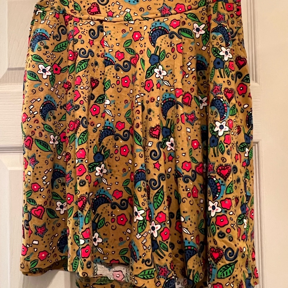 Freelancers Vintage Floral Patterned Yellow Split Skirt